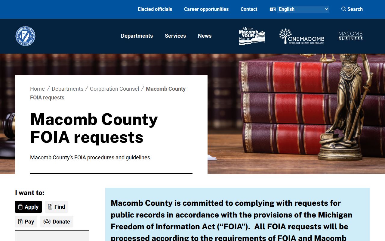 Eastpointe residents directory Macomb County FOIA request instructions