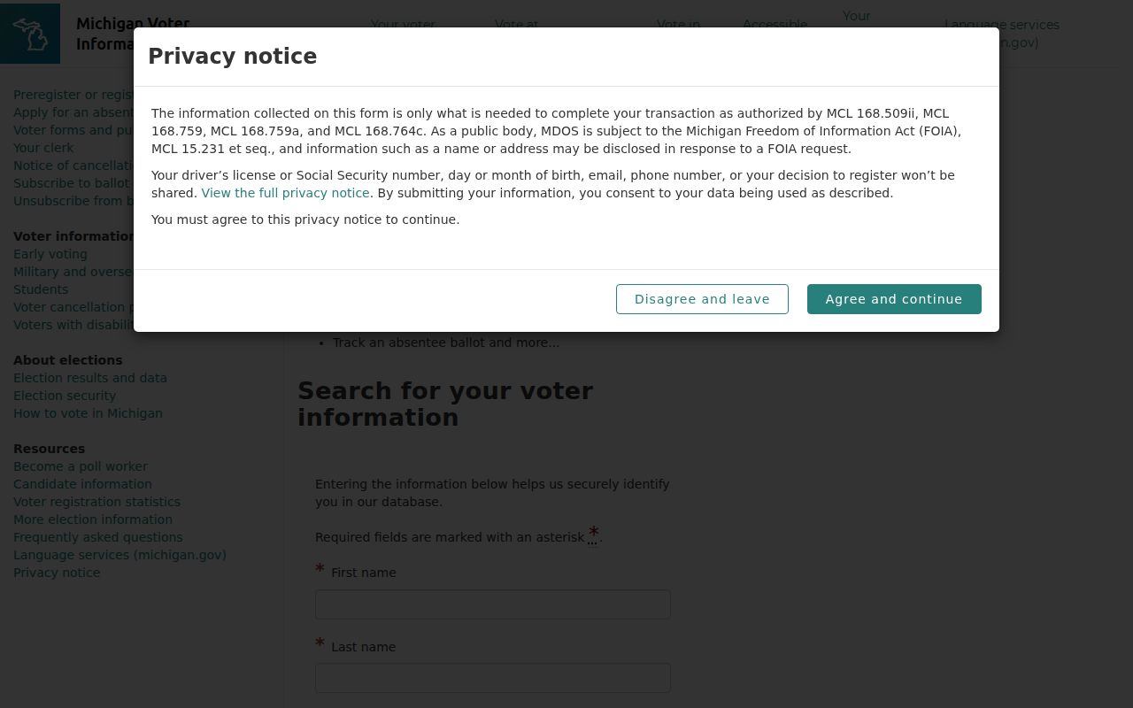 Eastpointe resident lookup MVIC name search fields